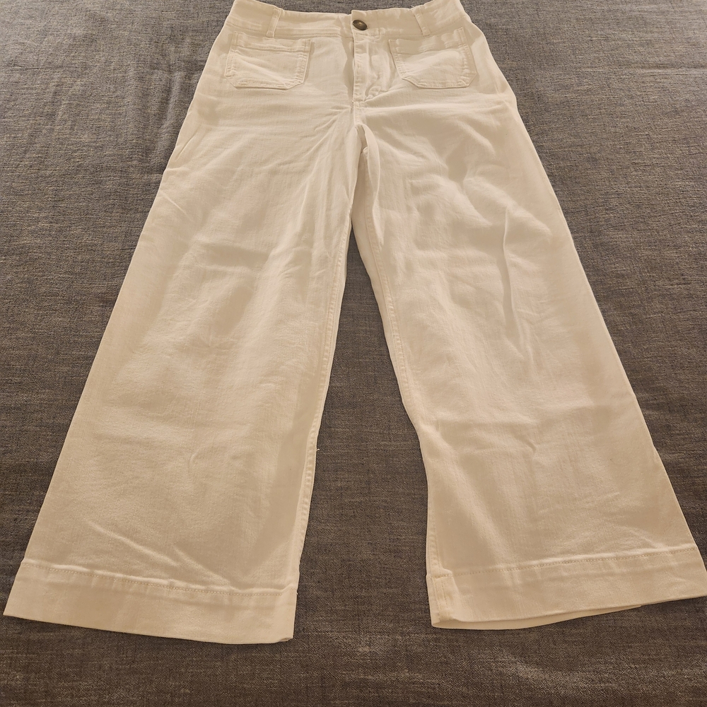 Anthropologie Maeve Colette Wide White Denim Pants
